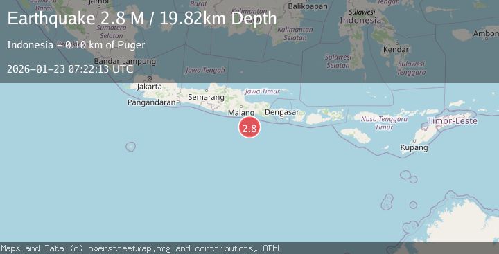 Map of South of Java, Indonesia