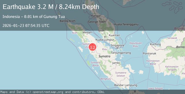 Map of Northern Sumatra, Indonesia