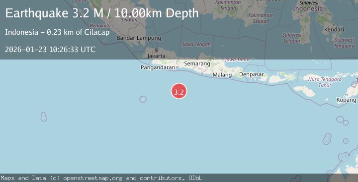 Map of South of Java, Indonesia