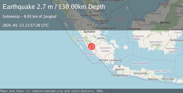 Map of Southern Sumatra, Indonesia