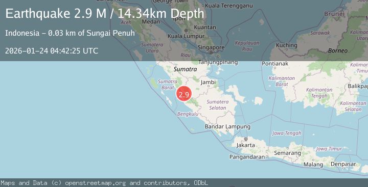 Map of Southern Sumatra, Indonesia