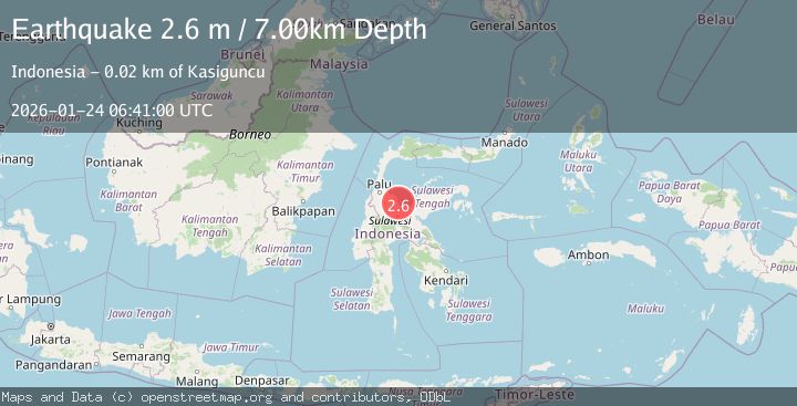 Map of Sulawesi, Indonesia