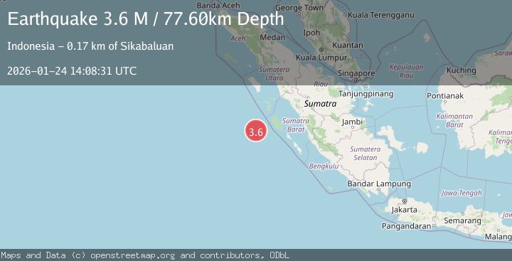 Map of Southwest of Sumatra, Indonesia