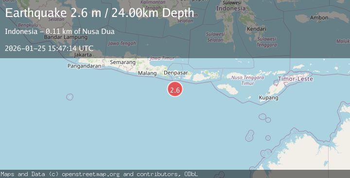 Map of South of Bali, Indonesia