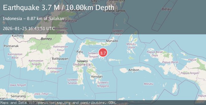 Map of Minahassa Peninsula, Sulawesi