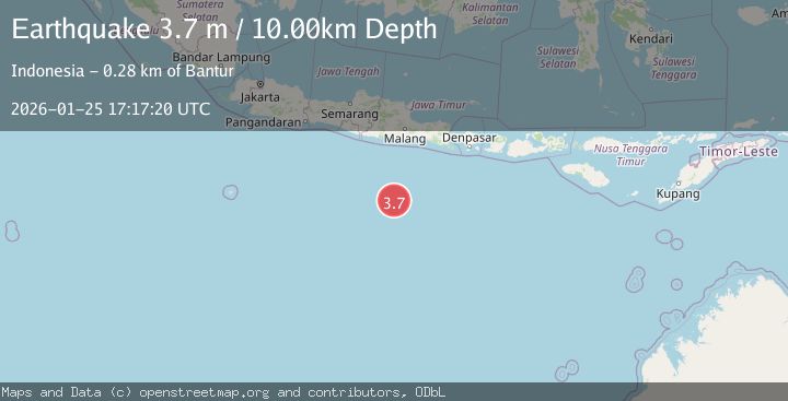 Map of South of Java, Indonesia