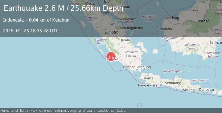 Map of Southern Sumatra, Indonesia