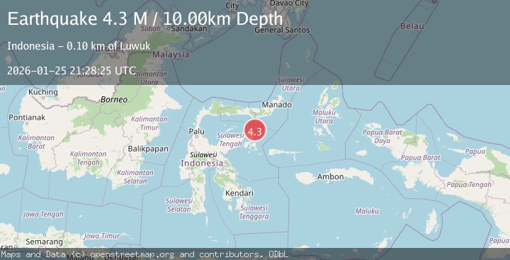 Map of Minahassa Peninsula, Sulawesi