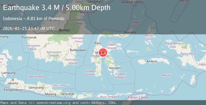Map of Sulawesi, Indonesia