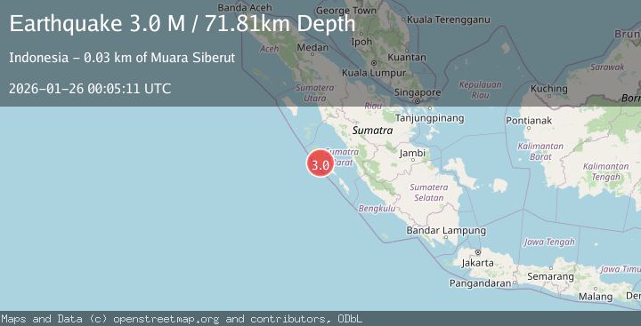 Map of Southern Sumatra, Indonesia