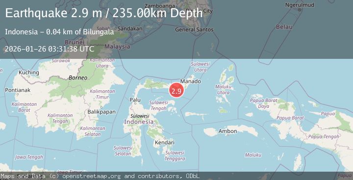 Map of Minahassa Peninsula, Sulawesi