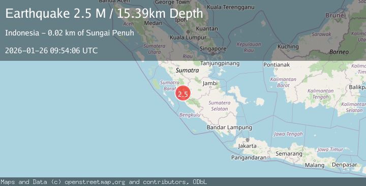 Map of Southern Sumatra, Indonesia