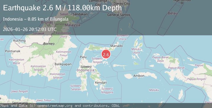 Map of Minahassa Peninsula, Sulawesi