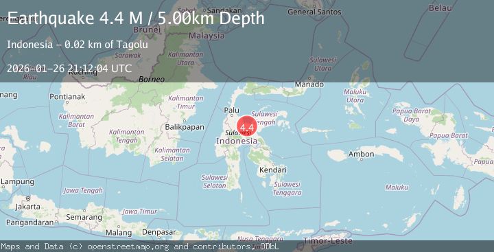 Map of Sulawesi, Indonesia