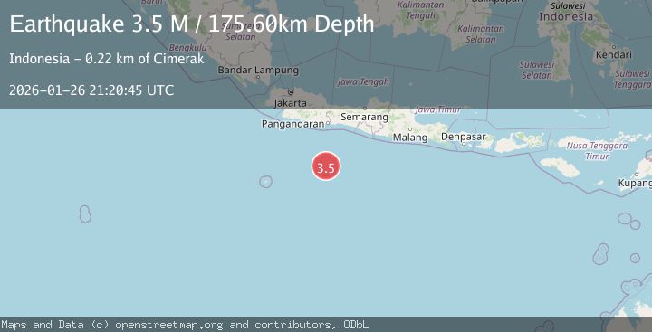Map of South of Java, Indonesia