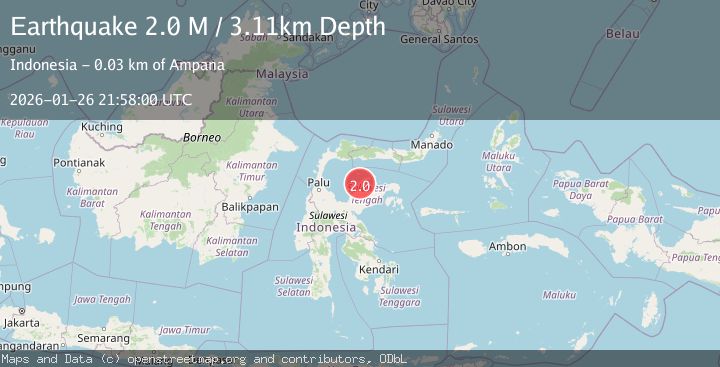 Map of Minahassa Peninsula, Sulawesi