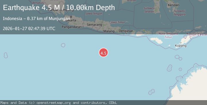 Map of South of Java, Indonesia