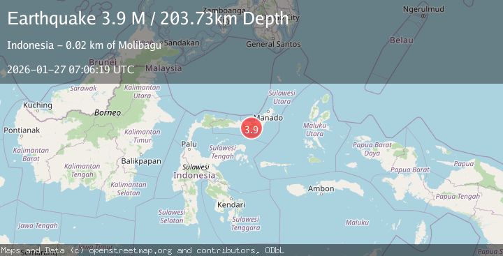 Map of Minahassa Peninsula, Sulawesi