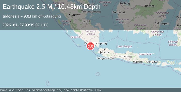 Map of Southern Sumatra, Indonesia