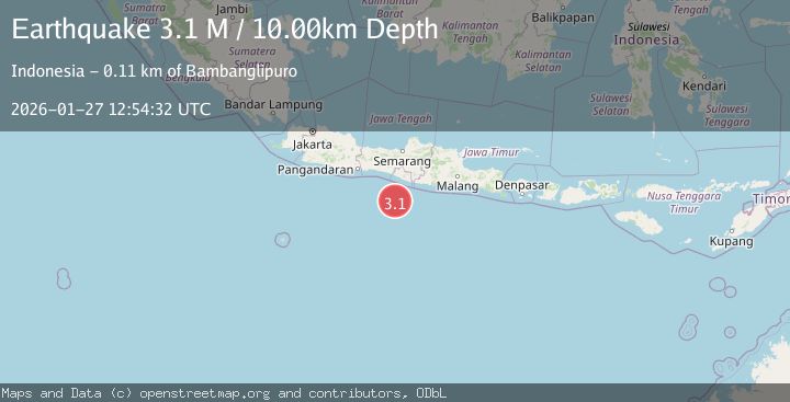 Map of Java, Indonesia