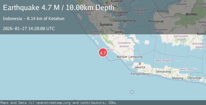 Map of Southern Sumatra, Indonesia