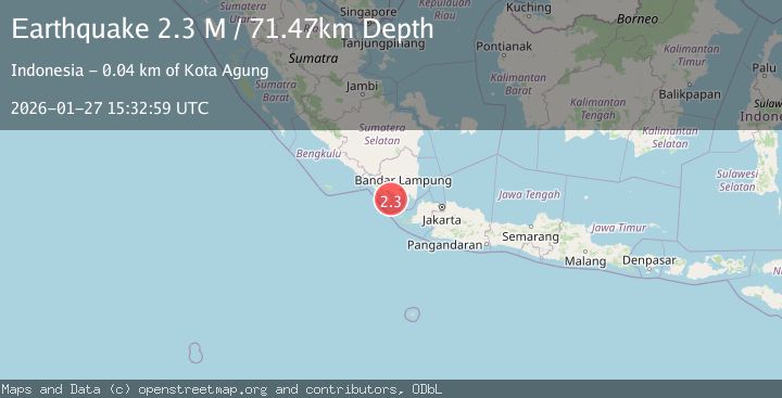 Map of Southern Sumatra, Indonesia