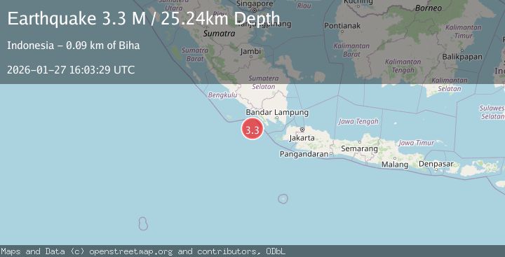 Map of Southwest of Sumatra, Indonesia