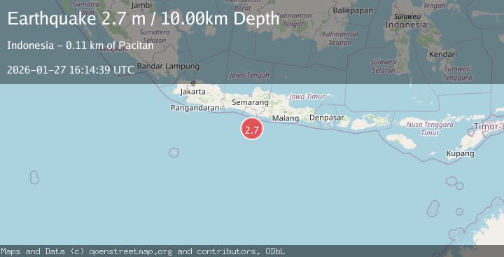 Map of South of Java, Indonesia