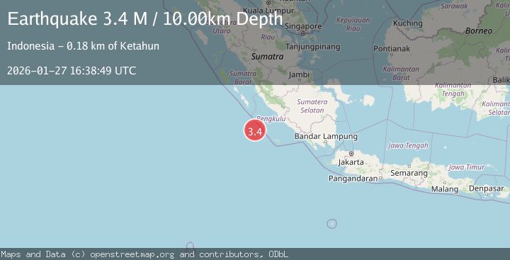 Map of Southwest of Sumatra, Indonesia