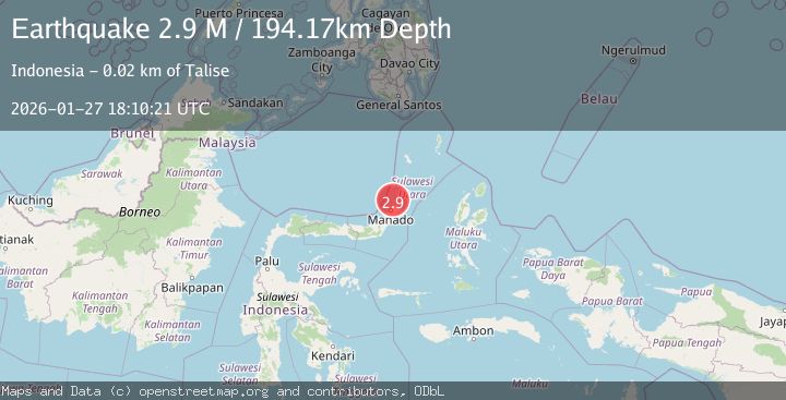 Map of Minahassa Peninsula, Sulawesi