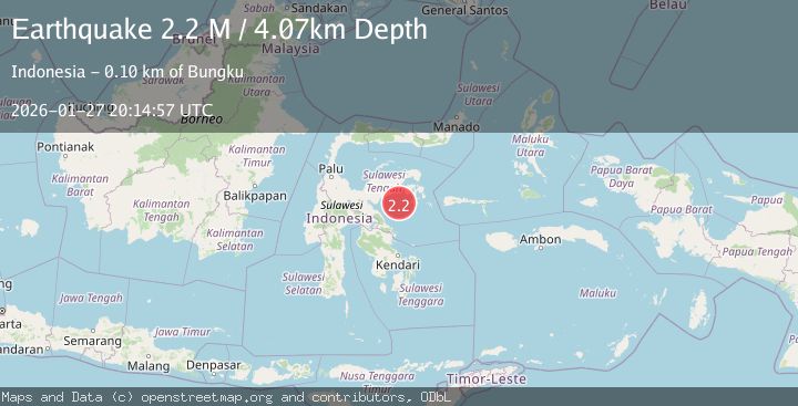 Map of Sulawesi, Indonesia