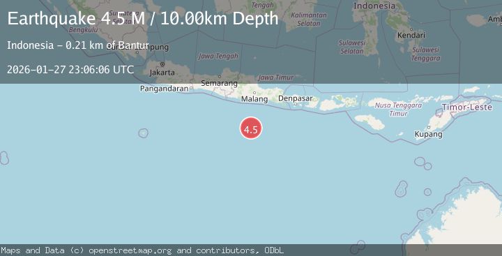 Map of South of Java, Indonesia