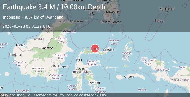 Map of Minahassa Peninsula, Sulawesi