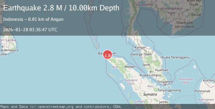 Map of Northern Sumatra, Indonesia