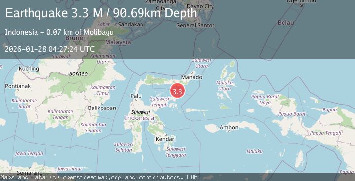 Map of Minahassa Peninsula, Sulawesi