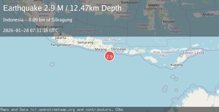 Map of South of Java, Indonesia