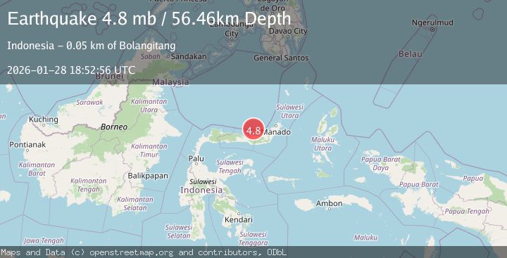 Map of Minahassa Peninsula, Sulawesi