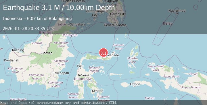 Map of Minahassa Peninsula, Sulawesi