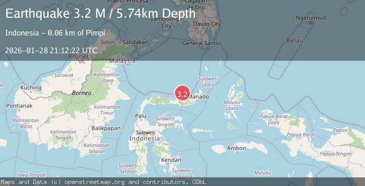 Map of Minahassa Peninsula, Sulawesi