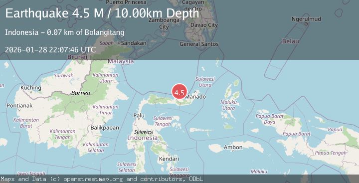 Map of Minahassa Peninsula, Sulawesi