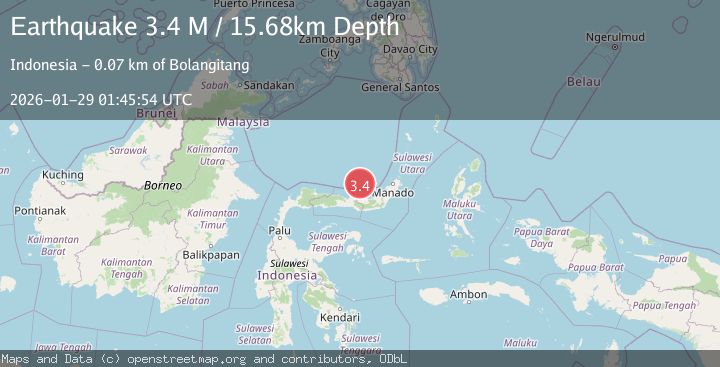 Map of Minahassa Peninsula, Sulawesi