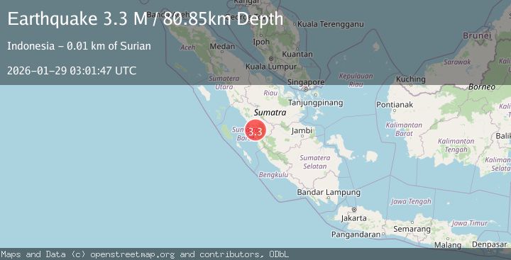 Map of Southern Sumatra, Indonesia
