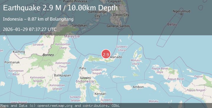 Map of Minahassa Peninsula, Sulawesi
