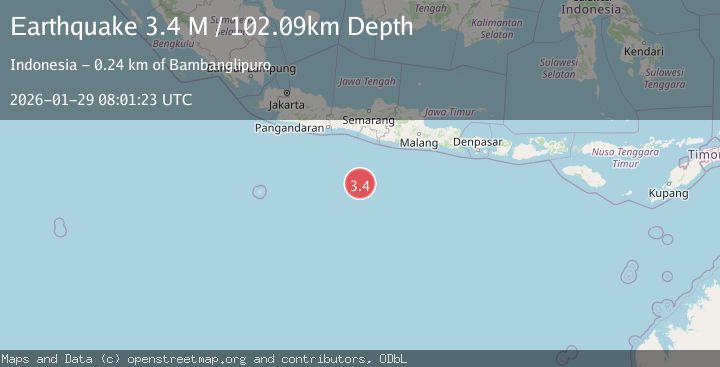 Map of South of Java, Indonesia