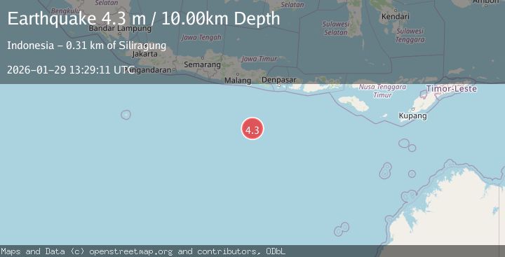 Map of South of Java, Indonesia
