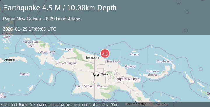 Map of Near North Coast of Papua New Guinea