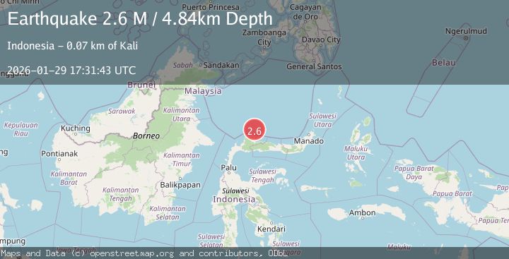 Map of Minahassa Peninsula, Sulawesi