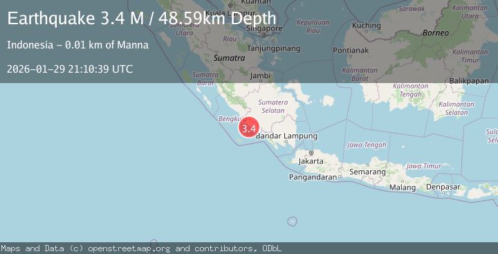 Map of Southern Sumatra, Indonesia