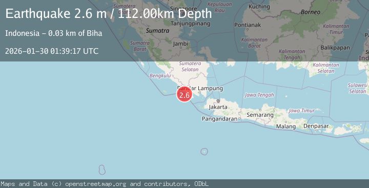 Map of Southern Sumatra, Indonesia