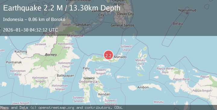 Map of Minahassa Peninsula, Sulawesi